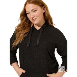 TORRID New Size super soft plush  lounge hoodie deep black w/ silver shimmer 3X